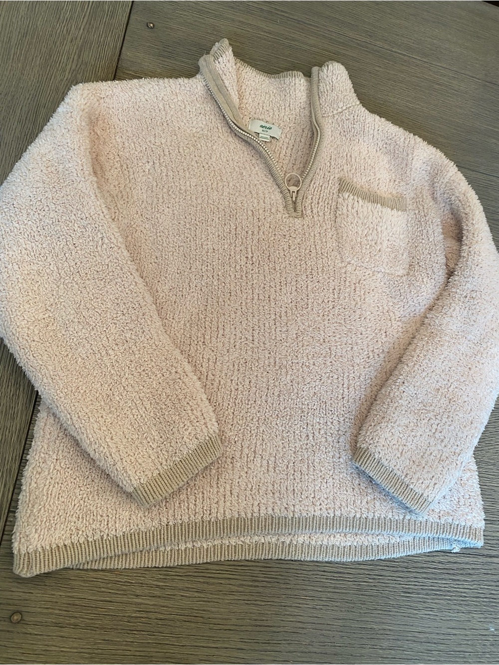 aerie Plush Half-Zip Sherpa Pullover - Pale Pink